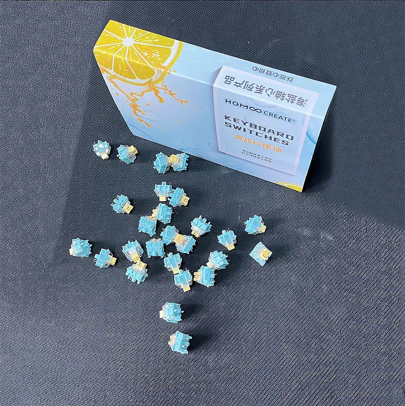 36 Sea Salt Lemon coloured keyboard switch shaft bodies for mechanical keyboard repair.