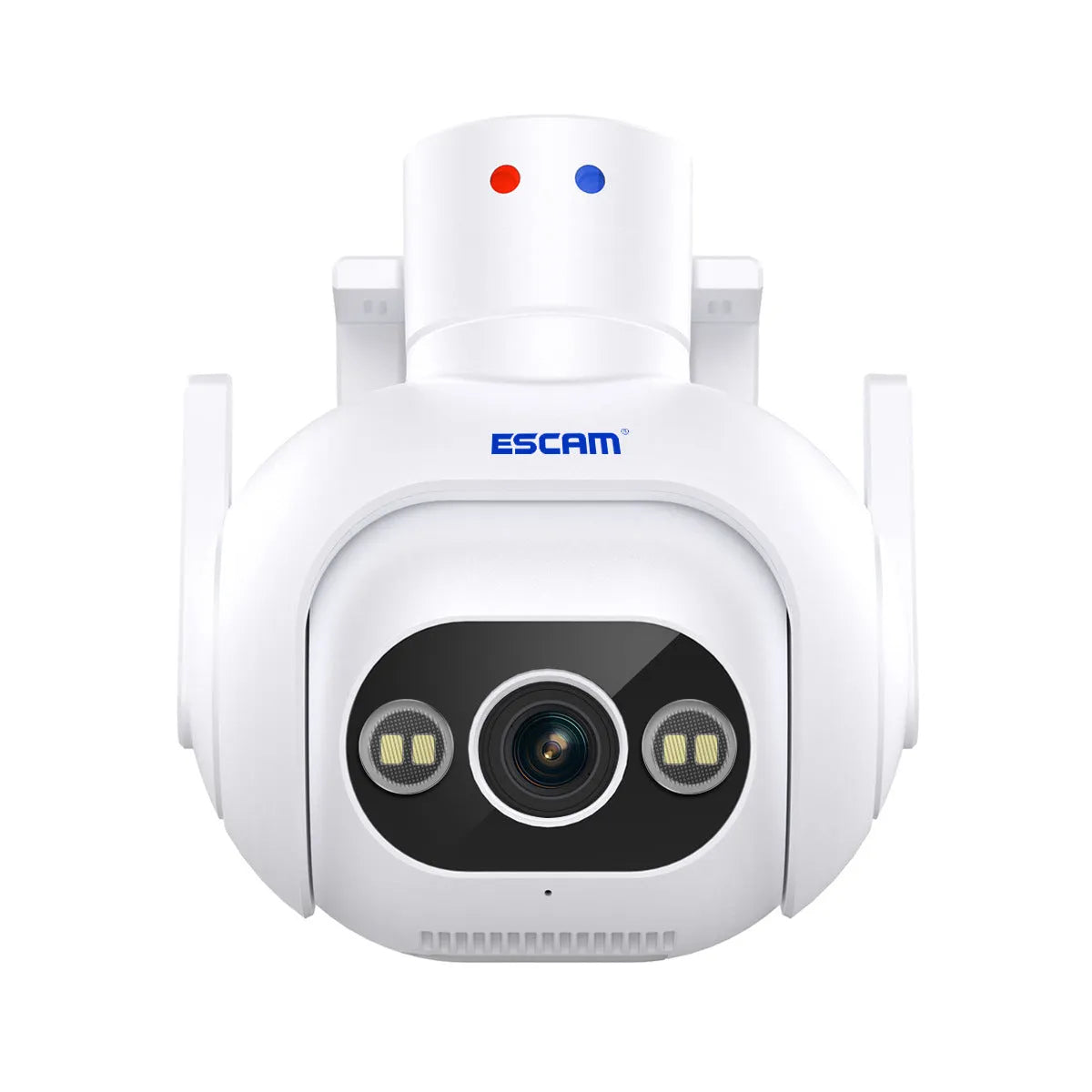 White smart colour night vision security camera with 4mm lens on wall mount bracket