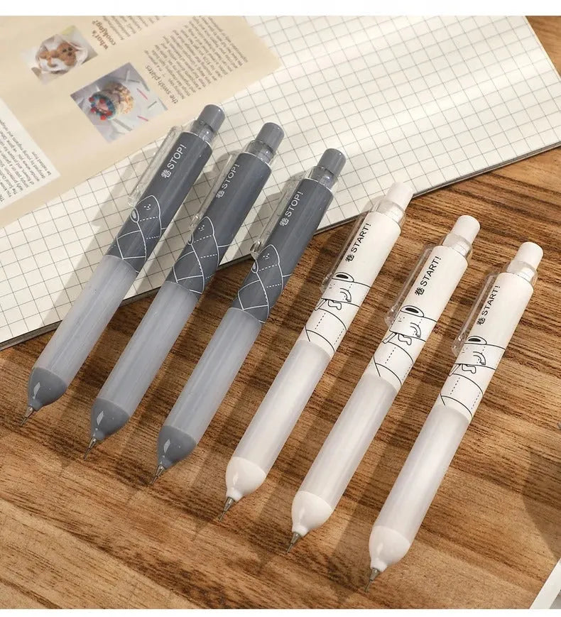 0.5mm automatic pencil with Cloud Grip and minimalist plastic design in black and white colour options