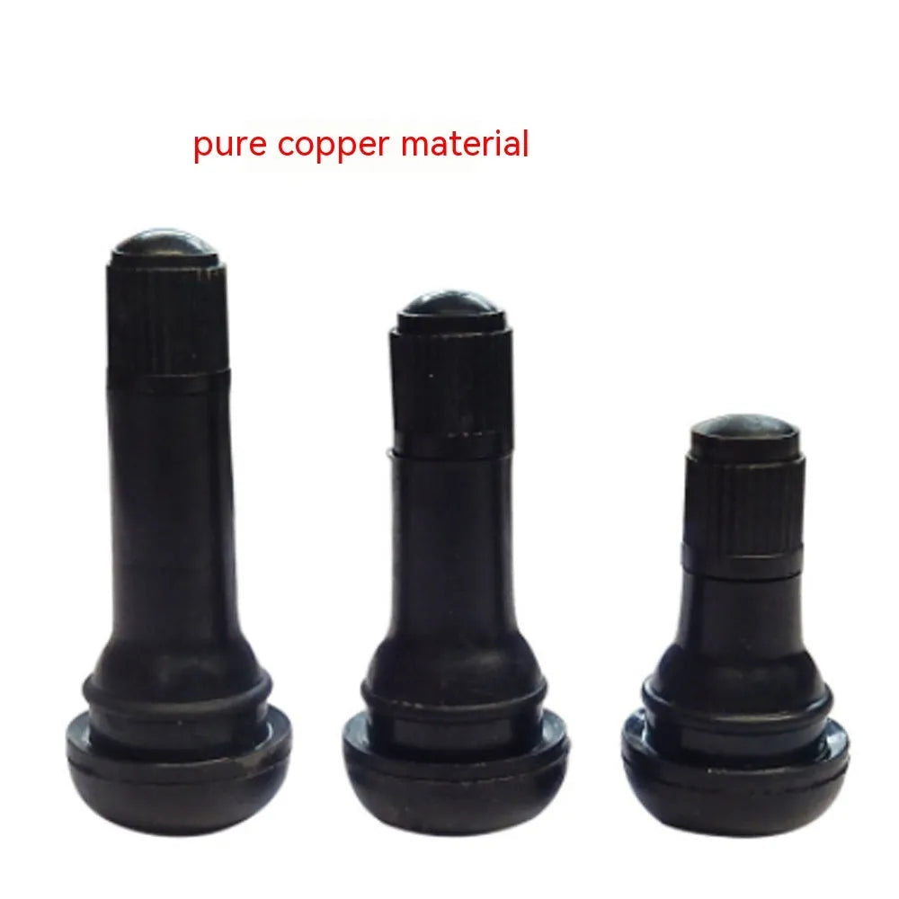 Black copper car tyre valve nozzle showing TR412, TR413, and TR414 valve formats.