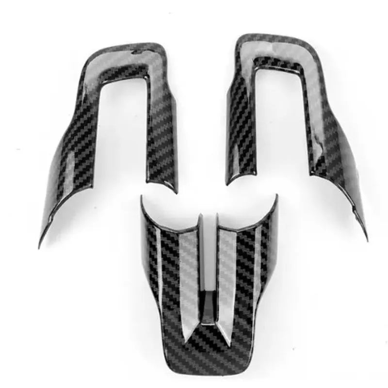 Three-piece carbon fibre pattern steering wheel cover decoration set for car interior customisation