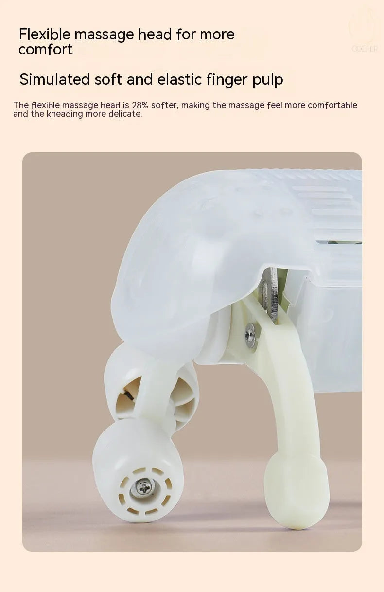 Creamy white shoulder and neck massage instrument with rechargeable battery and infrared function