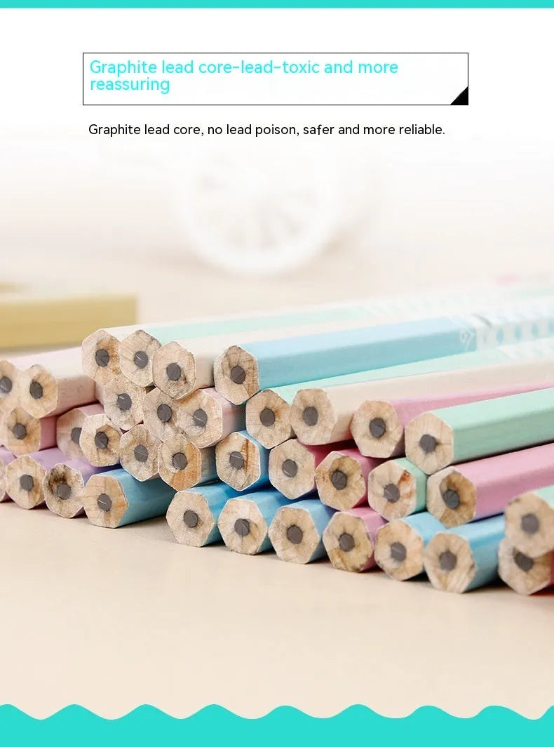 Basswood hexagonal barrel HB pencils in a wooden pack of 50.