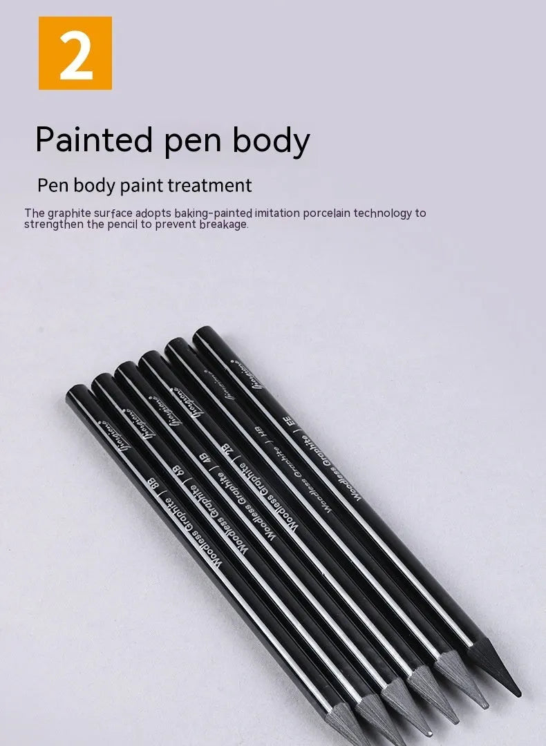 Carbonized pencil suit with solid graphite cores in wooden casing, suction card packaging