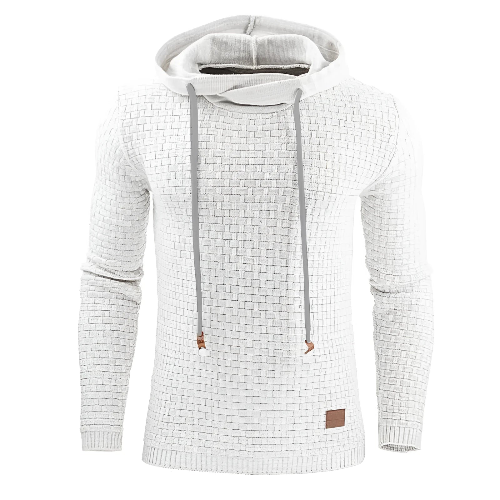 Men's hooded sweatshirt in a cotton-polyester blend available in multiple colours on a size chart