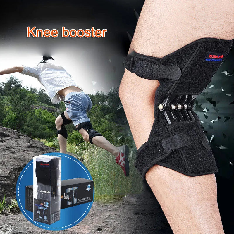 Knee brace with spring mechanism in adjustable design for mountaineering and sports activities