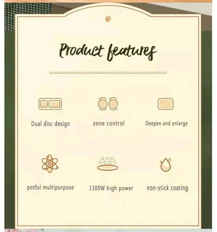 Roast all-in-one electric cooking pot with knob control and 20cm pot mouth, green colour