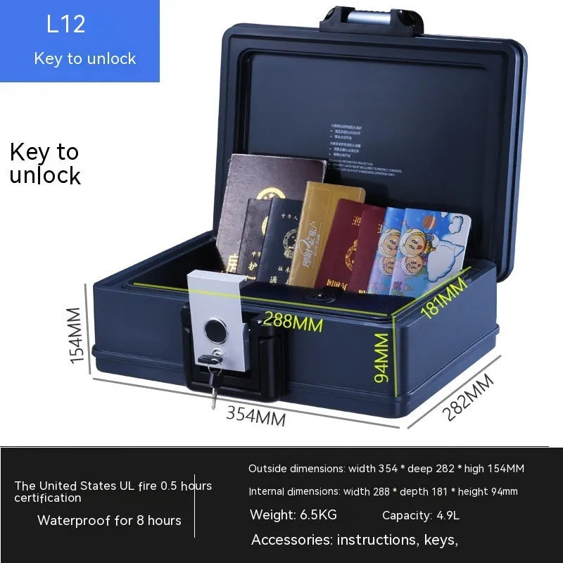 Small black portable safe with mechanical combination dial lock