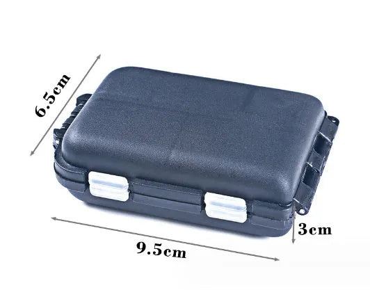 Plastic fishing tackle storage box with ten compartments in black, blue or green
