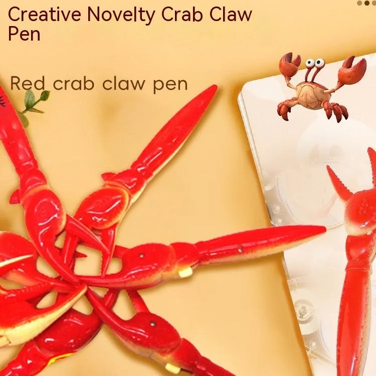 Crab-shaped ballpoint pen with pressing can clip mechanism and personalised crab design