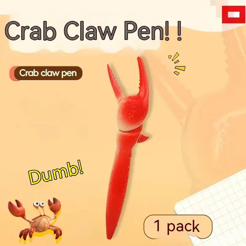 Crab-shaped ballpoint pen with pressing can clip mechanism and personalised crab design