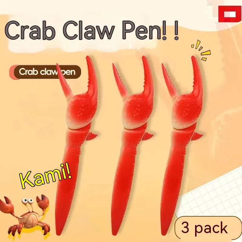 Crab-shaped ballpoint pen with pressing can clip mechanism and personalised crab design