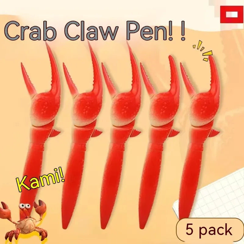Crab-shaped ballpoint pen with pressing can clip mechanism and personalised crab design
