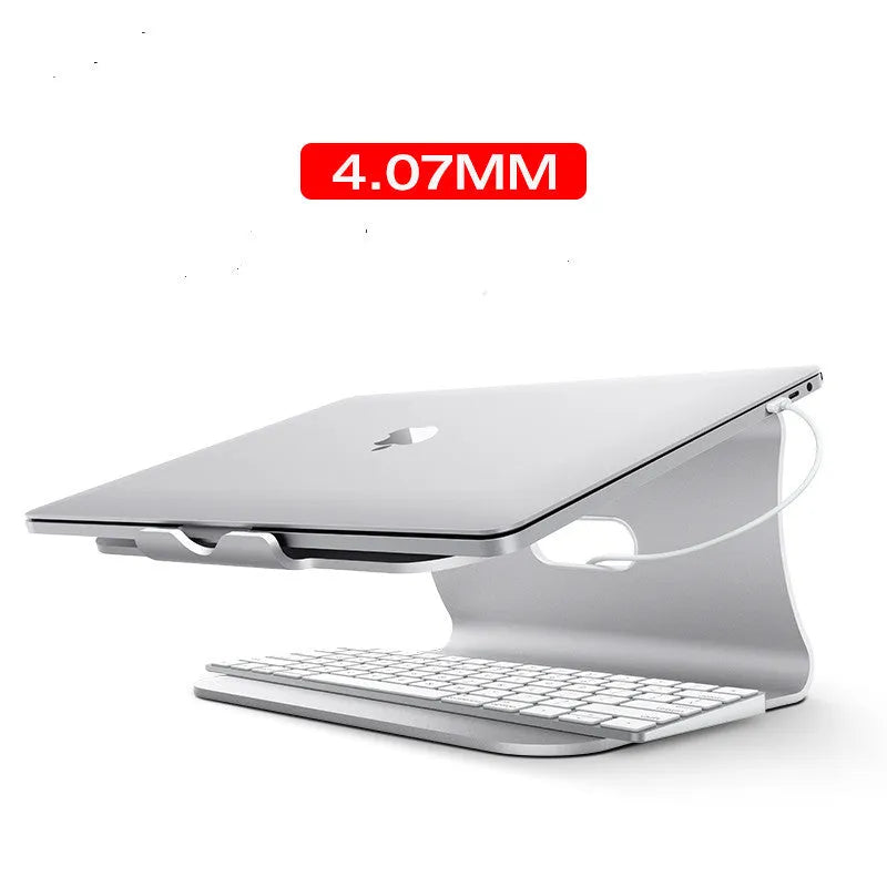 Aluminium notebook cooling bracket in grey colour with rotary adjustment mechanism.