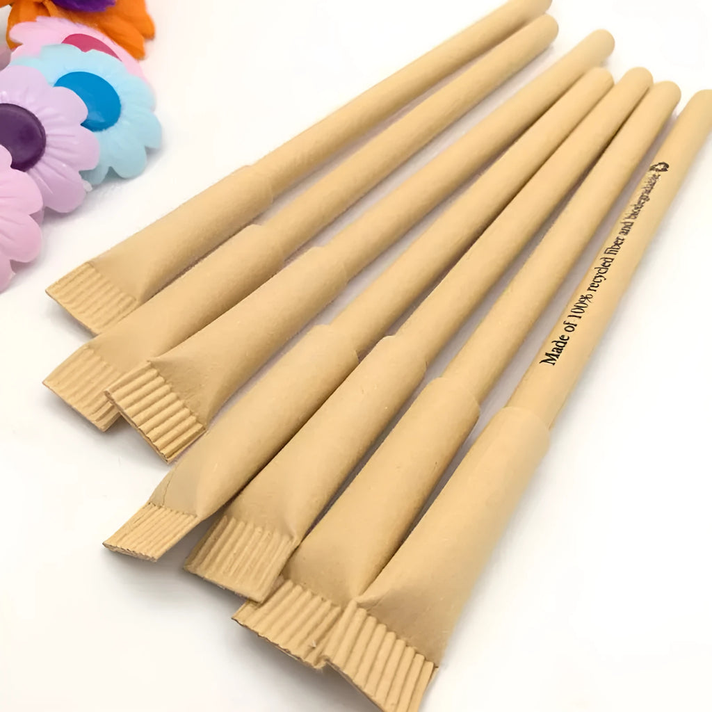 Kraft paper tube ballpoint pen with bullet 1.0mm tip, 15.5cm length, model QH-6030