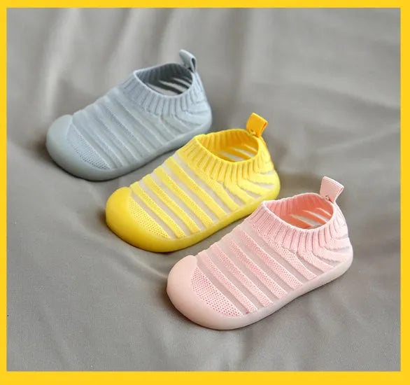 Breathable net baby toddler shoes soft sole summer blue pink yellow sizes 15-19