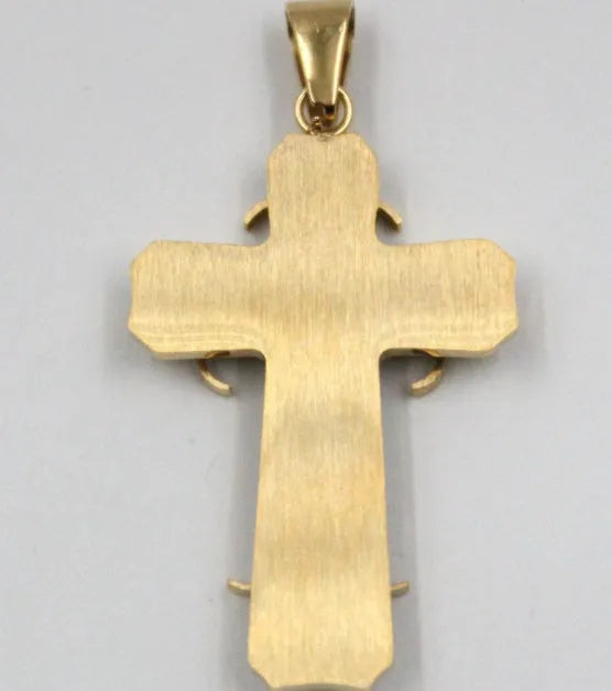 TL stainless steel three-layer stereoscopic cross pendant necklace on adjustable chain