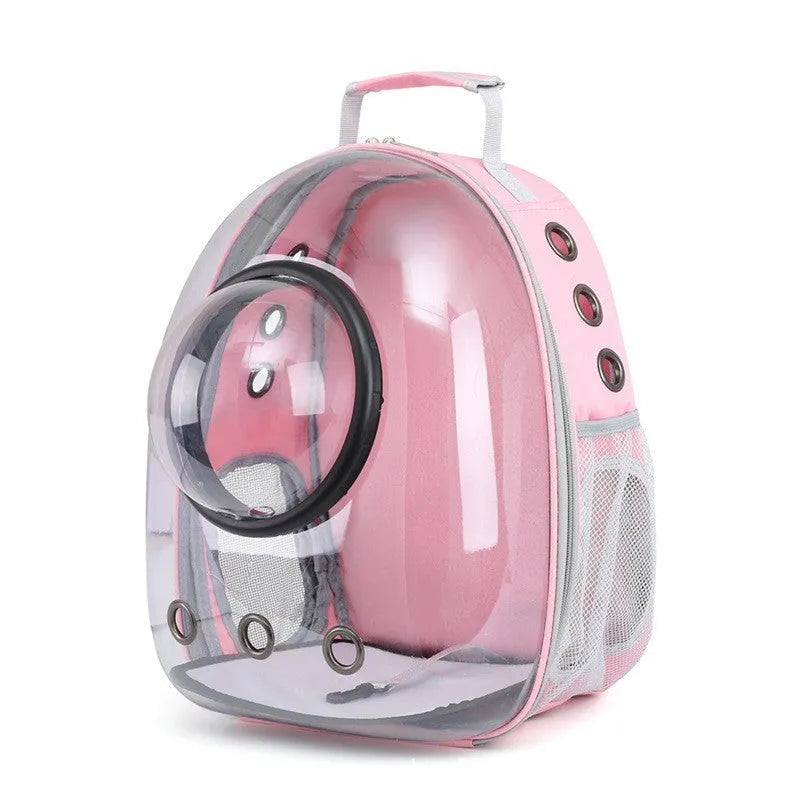 Polycarbonate pet carrier bag with side opening panel in medium capacity for cat transportation