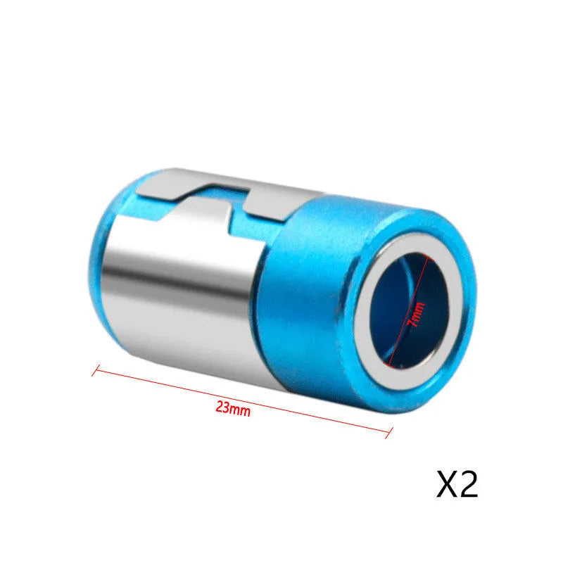 Light blue magnetic screwdriver bit with ring for metric slotted screws
