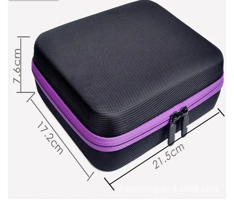 Red EVA essential oil storage bag with 30 open compartments for 15ml bottles.