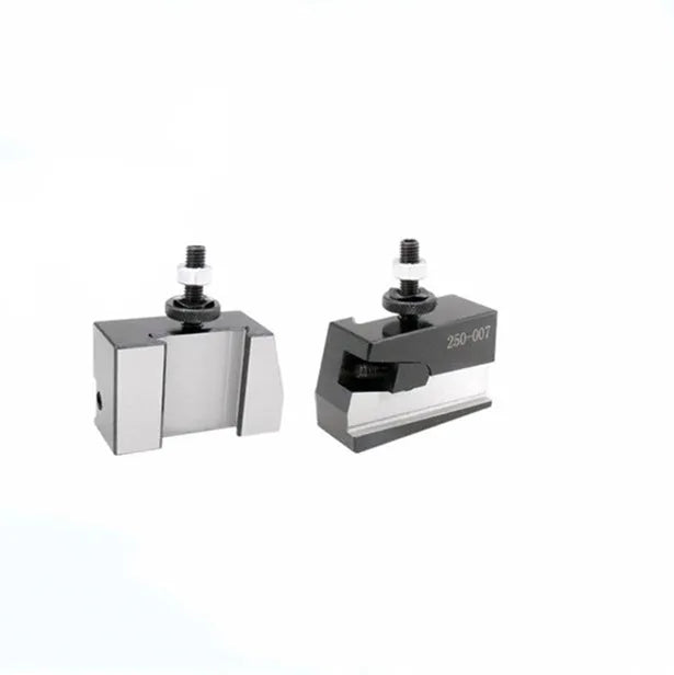 Machifit 250-000 steel quick change tool post and lathe tool holders on a workshop bench