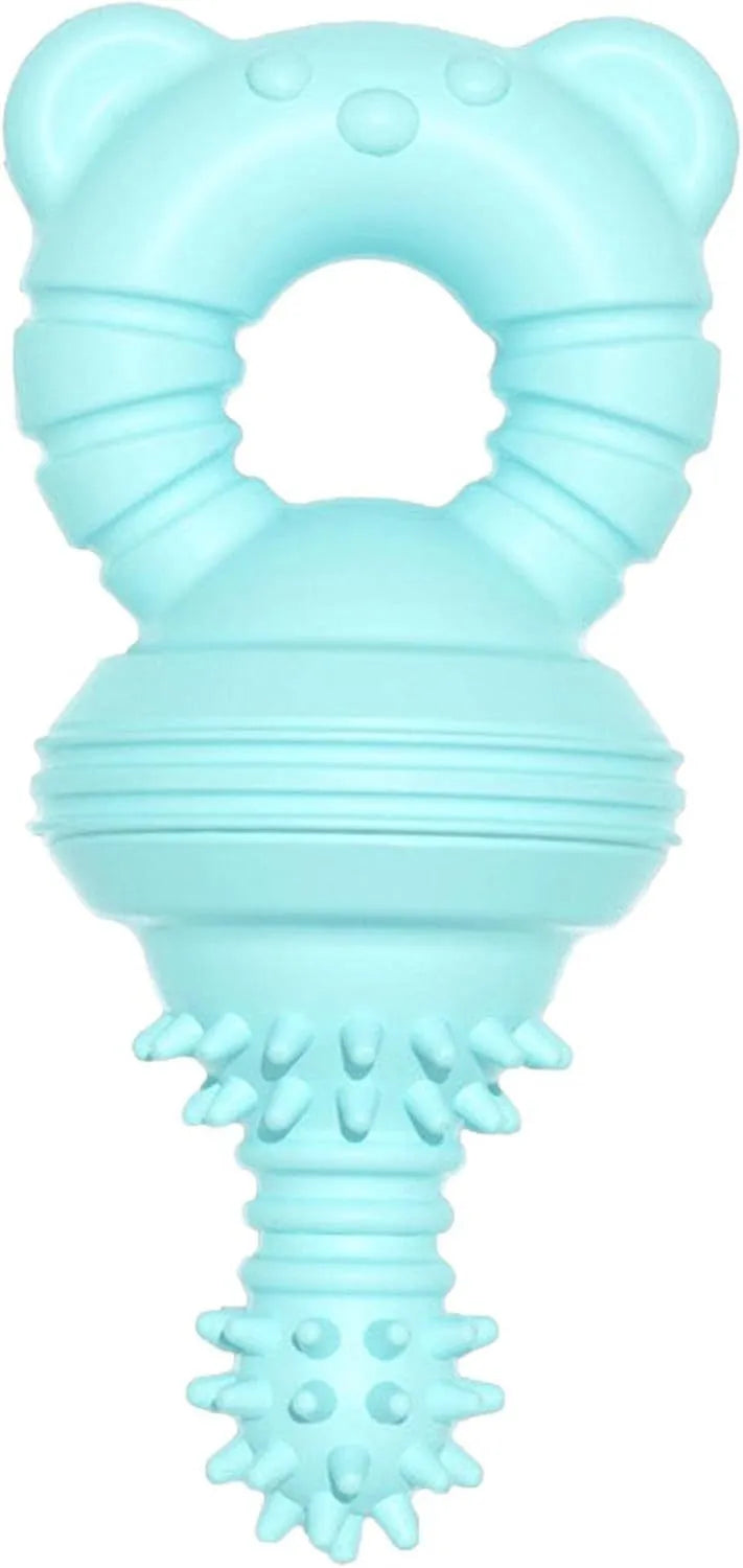 Blue rubber molar clean dog chew toy with textured surface for large breed pets