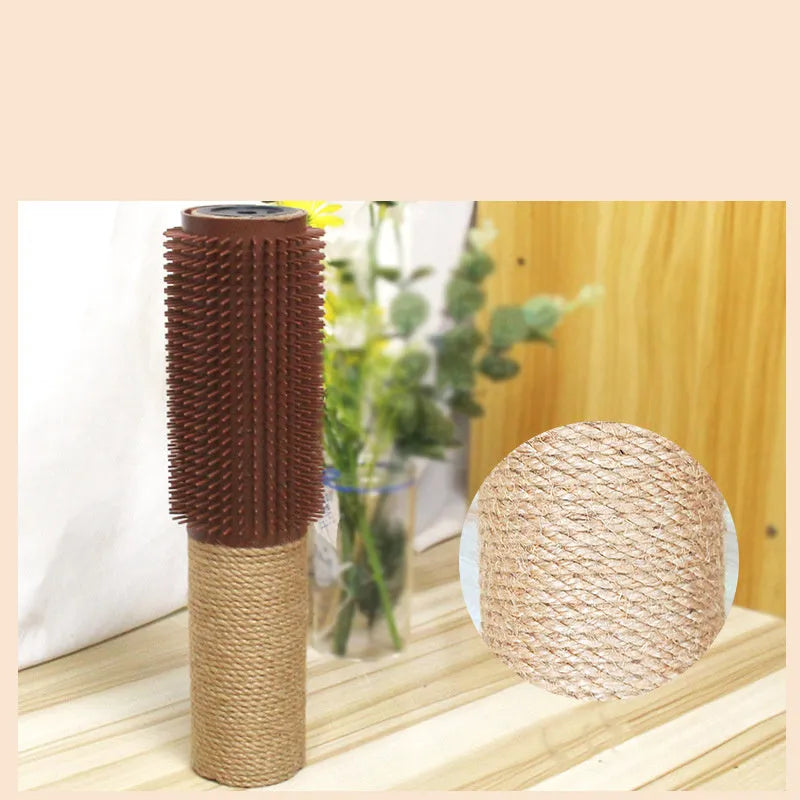 Brown sisal fibre cat scratching post measuring 30 centimetres tall