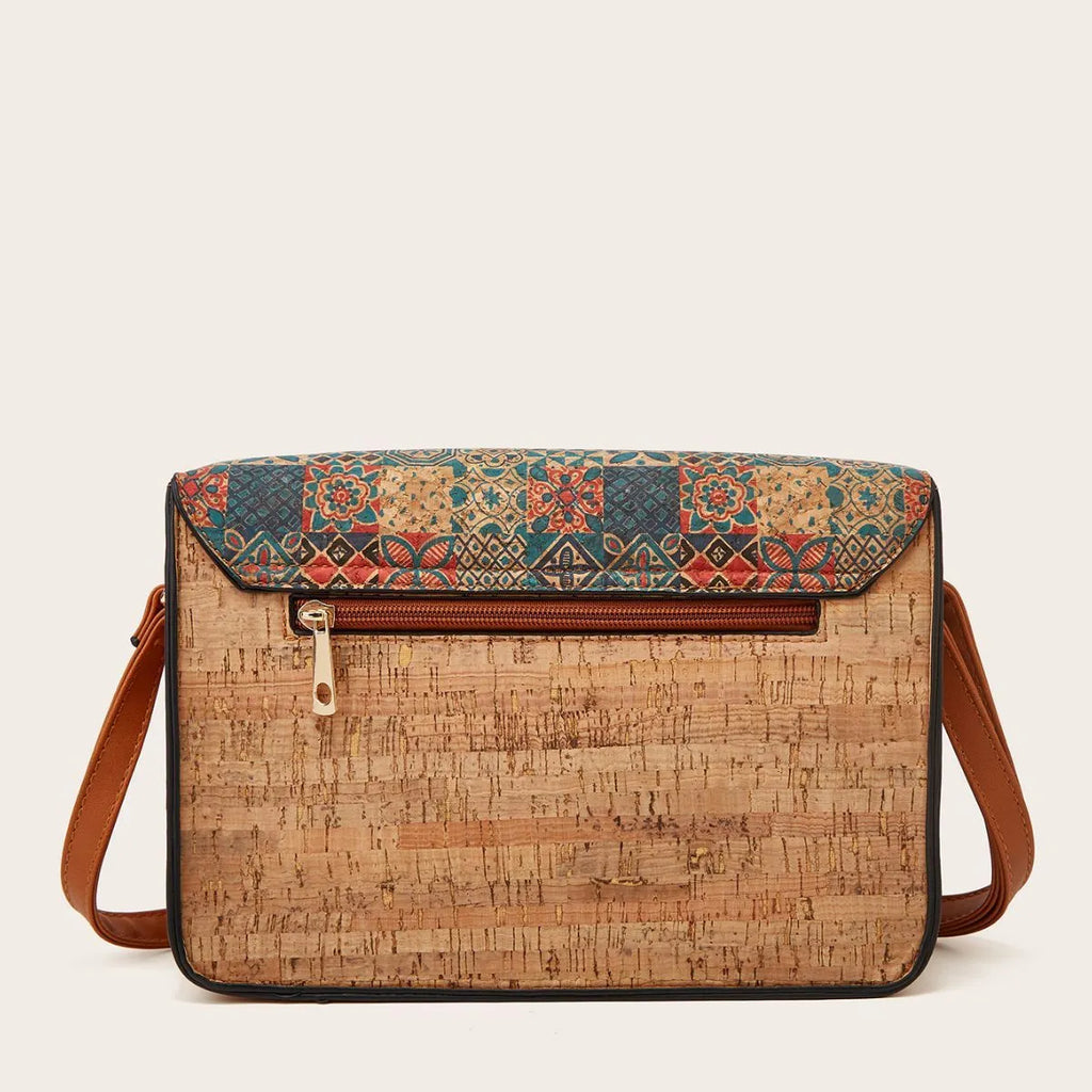 Women's printed one-shoulder crossbody bag in PU material with large capacity