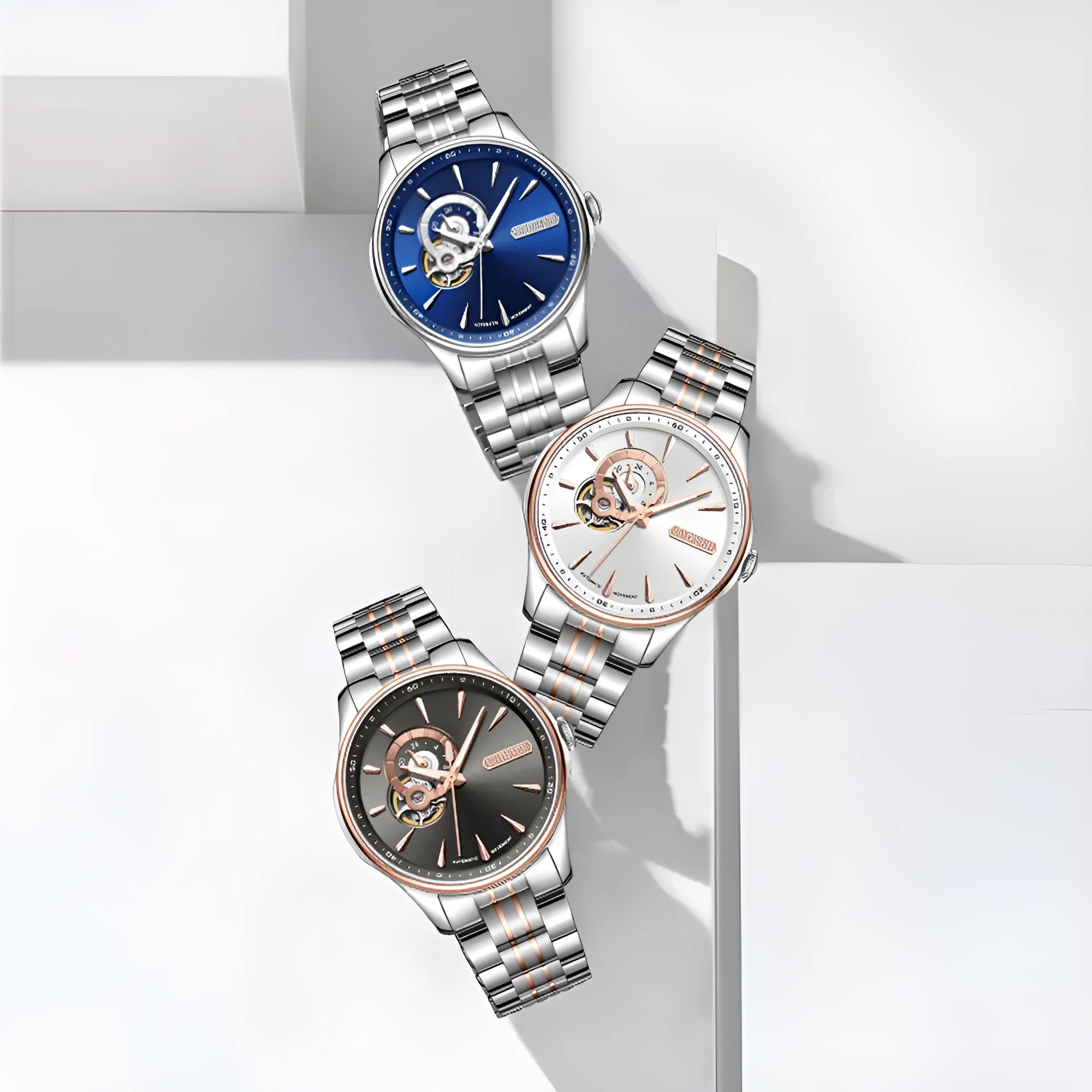 Business and leisure mechanical watch with 42mm dial, luminous display, and stainless steel strap