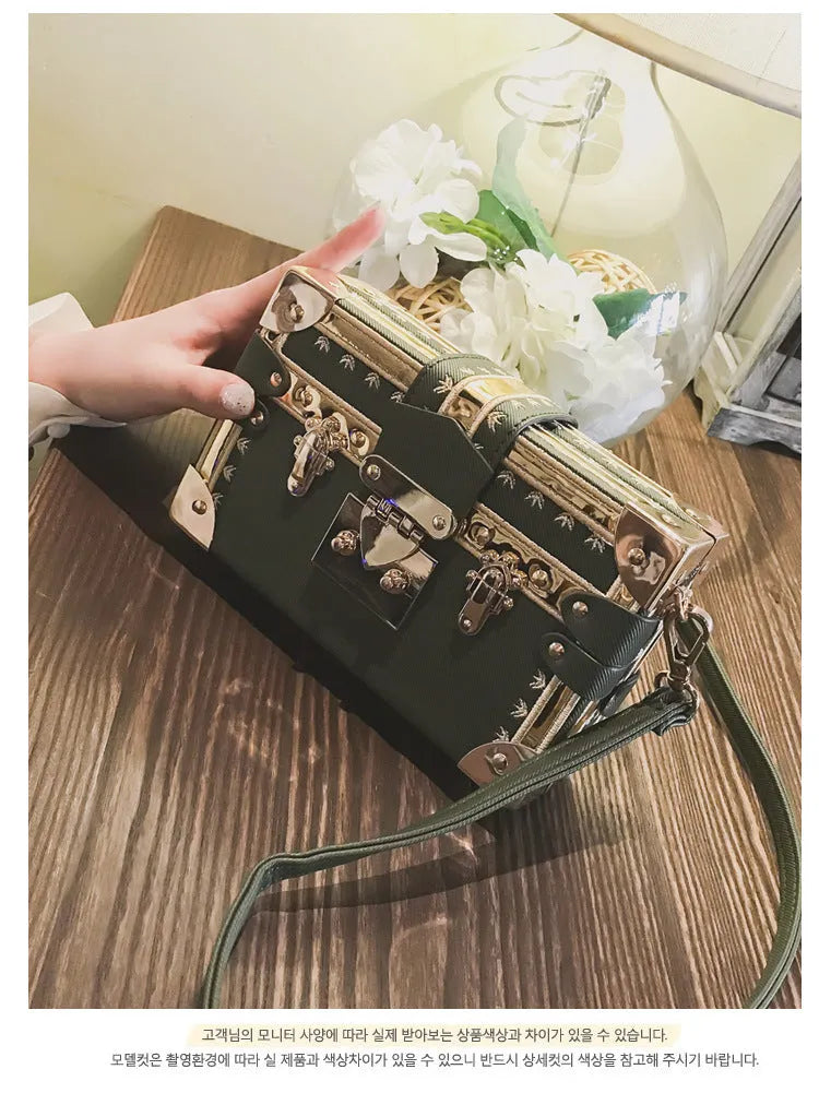 Hard structure black PU leather women's flap bag with shoulder strap and hasp closure