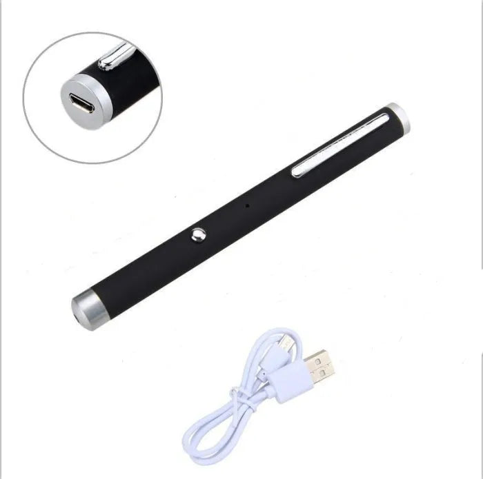 Three 5mW green laser pointer pens in black, camouflage, and white colours with visible beam demonstration