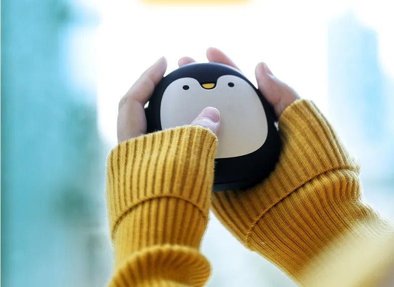 Cartoon penguin and polar bear USB rechargeable electric hand warmer with power bank function