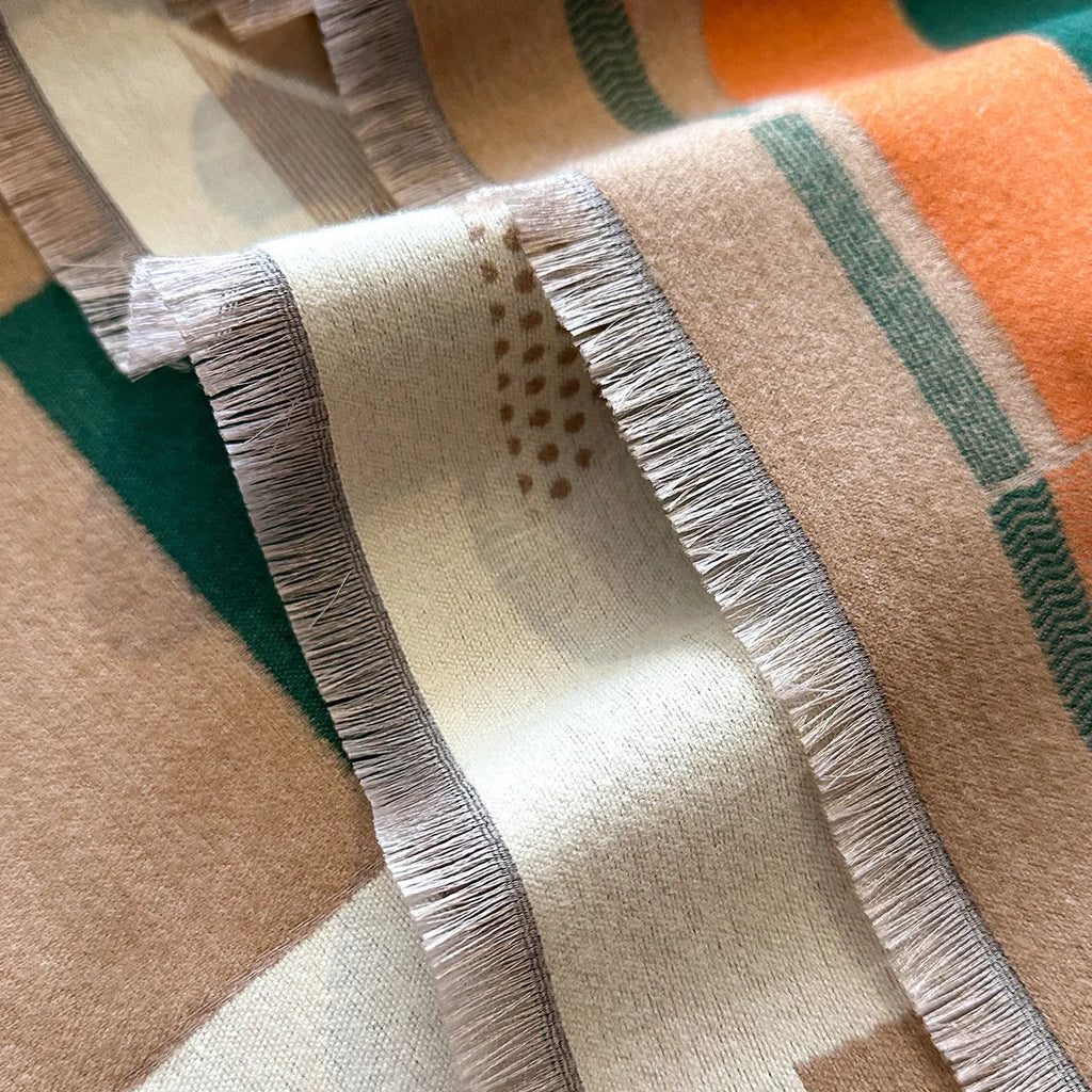 European American style imitation cashmere scarf shawl in beige colour measuring 185x65cm