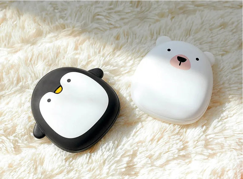 Cartoon penguin and polar bear USB rechargeable electric hand warmer with power bank function