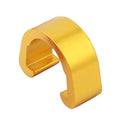 Set of aluminium alloy C buckles in various colours on a white background.