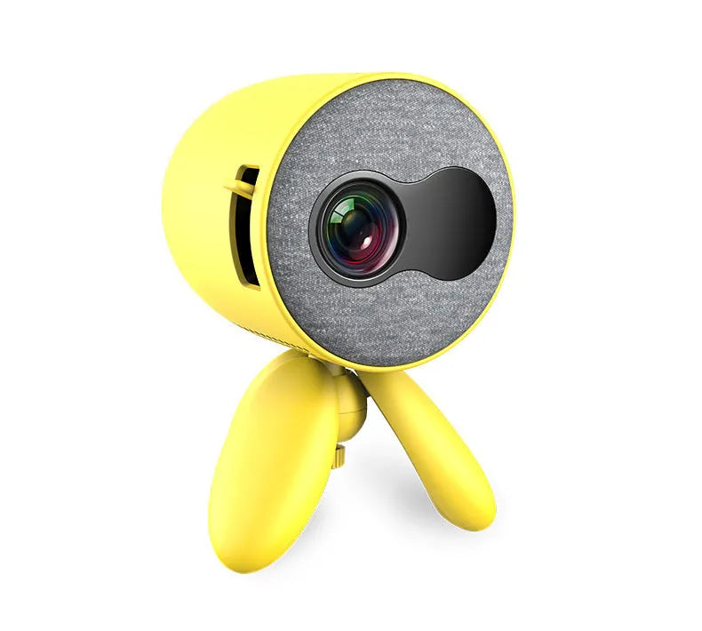 YG220 portable white or yellow LED projector showing 1080P HD projection on a wall