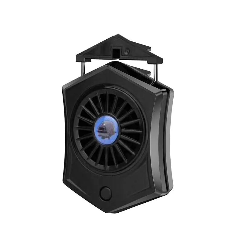 Black and white USB mobile phone radiator cooling fan for gaming consoles.