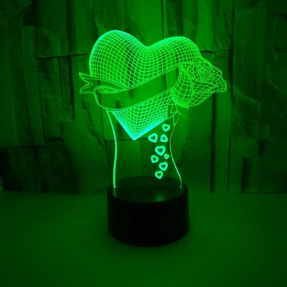 Black 3D night light with acrylic board and ABS base showing colourful gradient mode