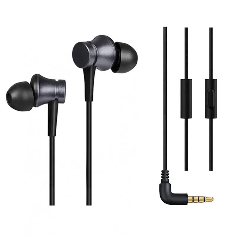 Piston wired in-ear headphones with 3.5mm plug in black, blue and red colour options.