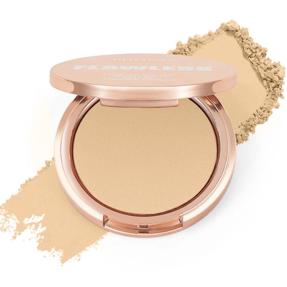 PHOFAY Matte Setting Pressed Powder compact 8g in hand with powder-puff for T-zone mattifying