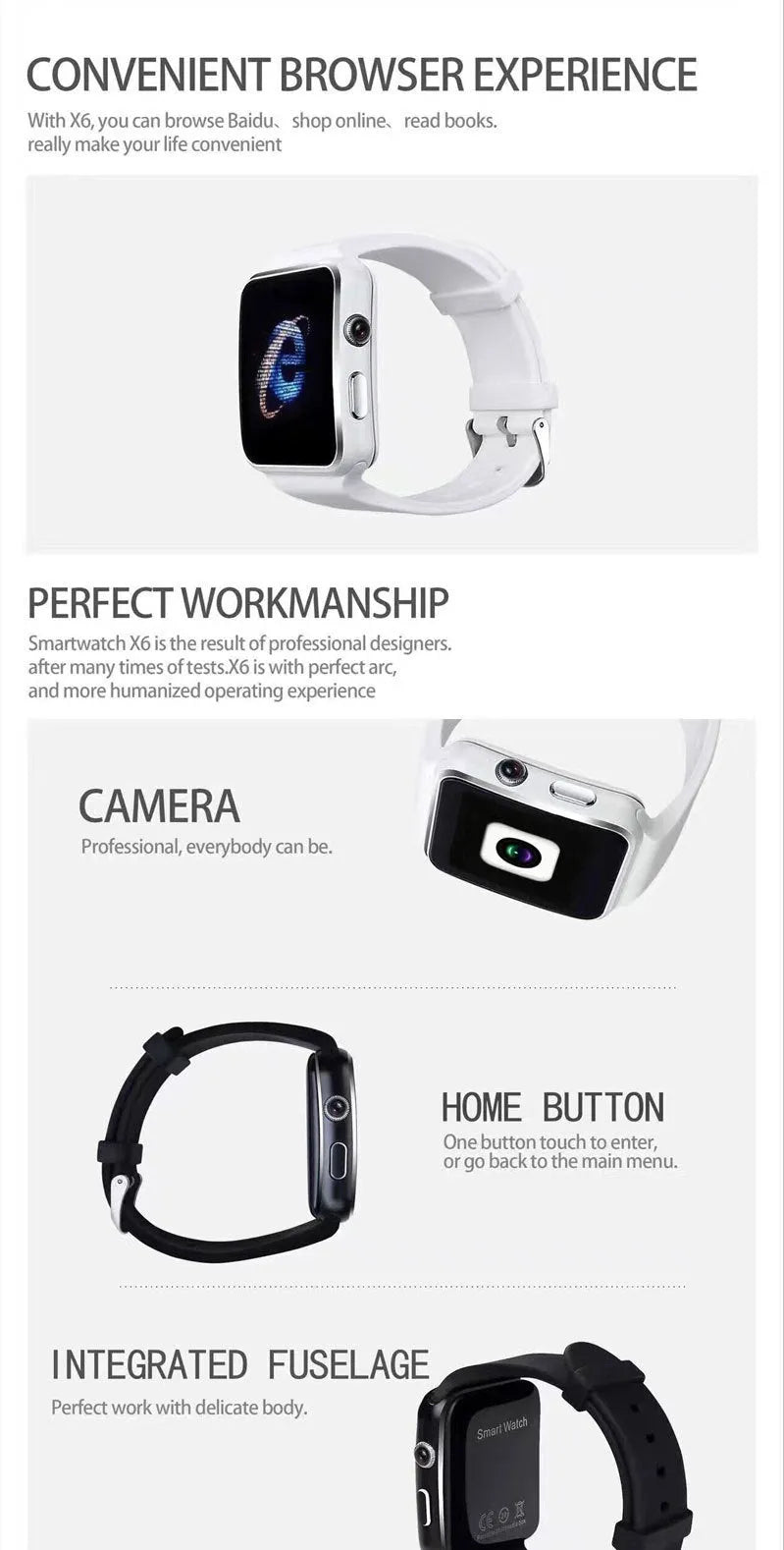 Black smart watch with 1.54-inch touch screen and silicone strap on a wrist