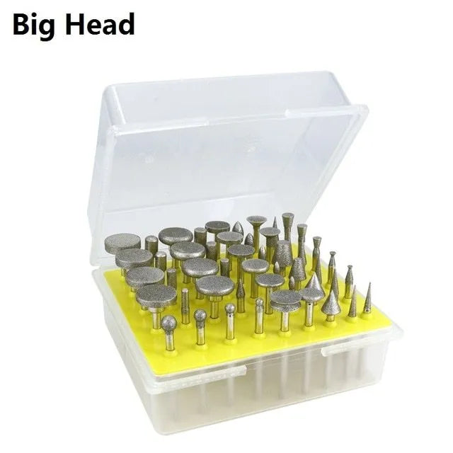 Alloy diamond grinding heads with elliptical cone shape and 3mm shank for glass and stone polishing