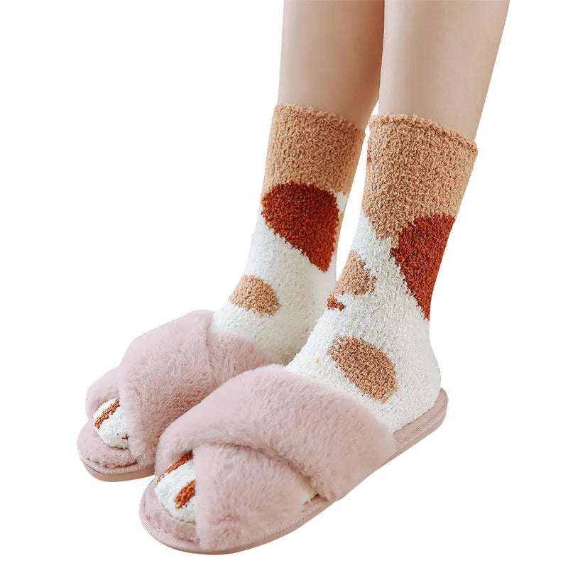 House floor socks in black, khaki, grey stripe and dot patterns for indoor use
