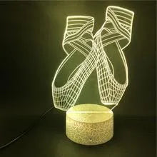 Ballet dancing shoes 3D LED night light with colour-changing display and remote control