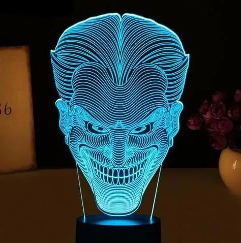 USB-powered 3D LED lamp displaying a colourful gradient, with remote control and base unit.