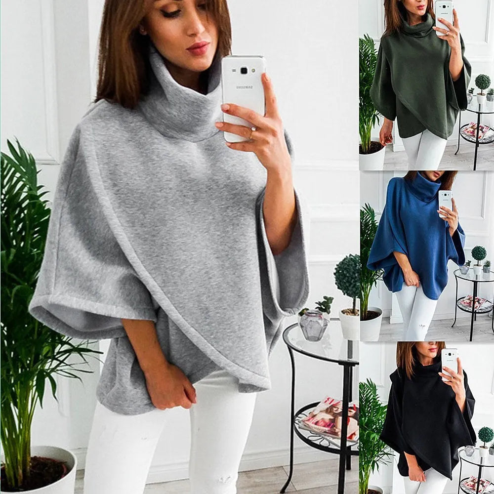 Women's longline batwing sleeve cardigan sweatshirt in fleece-lined cotton blend fabric