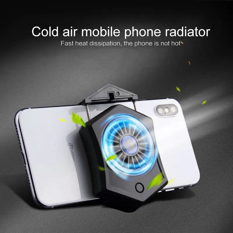 Black and white USB mobile phone radiator cooling fan for gaming consoles.