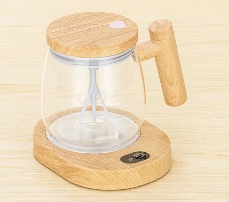 400ml clear borosilicate glass self stirring coffee mug with electric mixing base