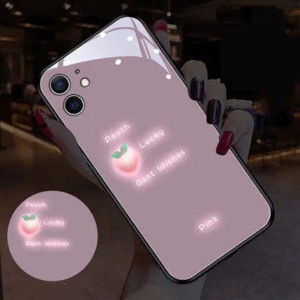 iPhone luminous phone case with voice-activated colour light and painted daisy designs on TPU protective shell