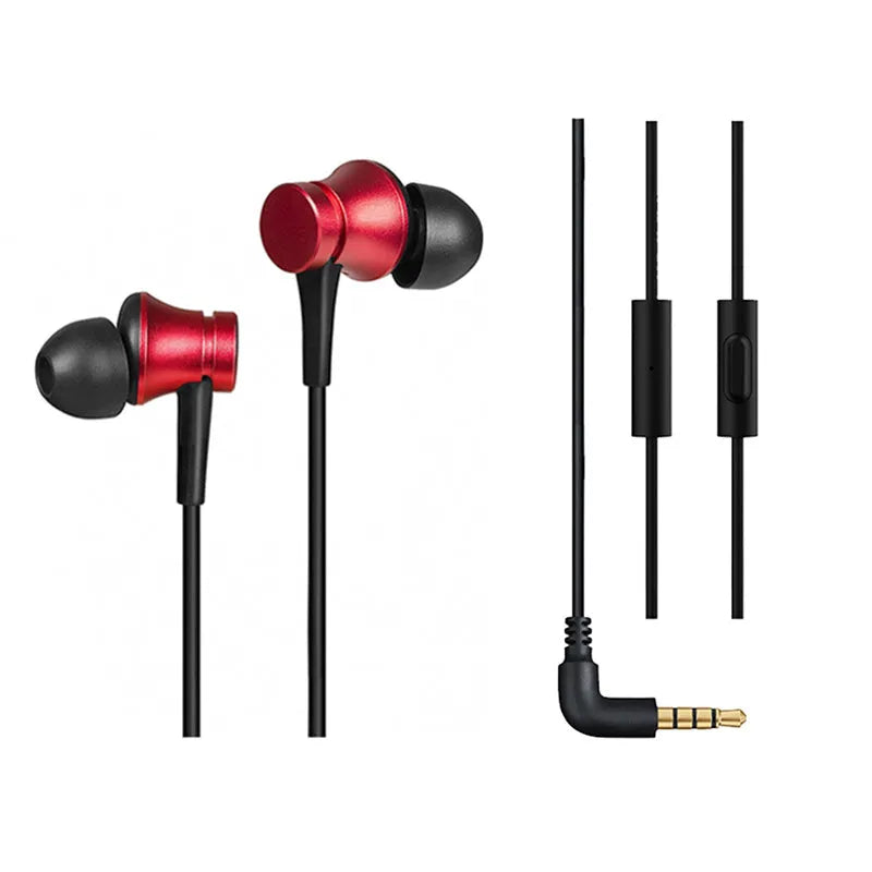 Piston wired in-ear headphones with 3.5mm plug in black, blue and red colour options.
